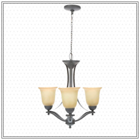 Ess8113-3 Commercial Electric 3-light Rustic Iron Chandelier With Antique Ivory Glass Shades