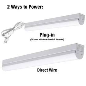 10-wat Commercial Electric 313050899822 2 Ft. Garage Led Linkable Strip Light Fixture Plug-in Hardwire 900 Lumens