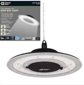 Commercial Electric 502511610 12 Inch 12000 Lm Ultra Lightweight Led High Bay Light Black