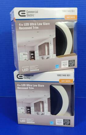 53196101 Commercial Electric Lot Of 2 Recessed Trim Light Kits 4 Inch Led Ultra Low Glare