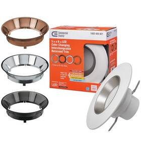 53198101 Commercial Electric 5 Inch /6 Integrated Led Recessed Light Trim 4 Color Baffle Options Adjus