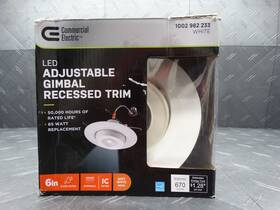 53803111 Commercial Electric 6in Led Adjustable Gimbal Recessed Trim White