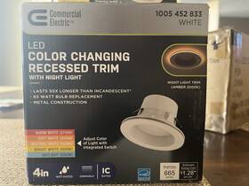 53805301 Commercial Electric 4 Inch Title 20 Adjustable Cct Integrat. Led Recessed Light Trim
