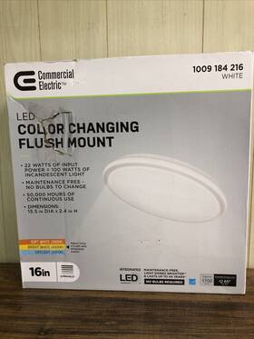 1009184216 Commercial Electric 564501111 Led Color Changing Flush Mount