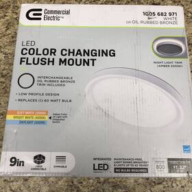 56582112 Commercial Electric 9 Inch Led Flush Mount Dimmable Interchangeable Trim Pieces