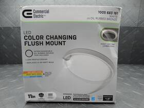 56583192 Commercial Electric 11in Led Color Changing Dimmable Flush Mount