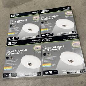 56585111 Commercial Electric Lot Of 4 Profile 11in Led Flush Mount With Night Light Feature