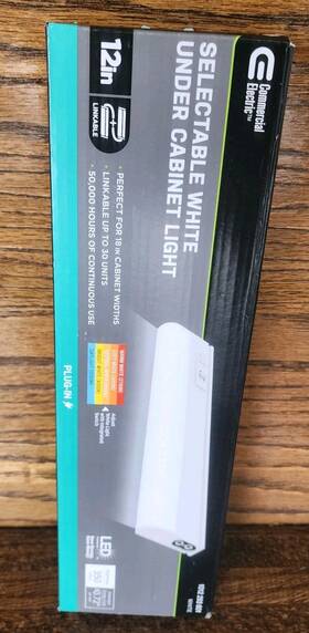 Commercial Electric 744110161779 Plug-in Led Under Cabinet Light Counter Kitchen Accent Lighting 3 Color White