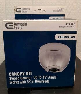 814-007 Commercial Electric 45 Sloped Ceiling Fan Brushed Nickel Canopy Kit Brand New