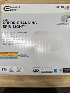 1001 Commercial Electric 849489071763 11 Inch Color Changing Led Spin Light Flush Mount Ceiling