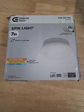 1002 Commercial Electric 849489072500 Spin Light Cct Led Ceiling With Mounting Plate 7 Inch