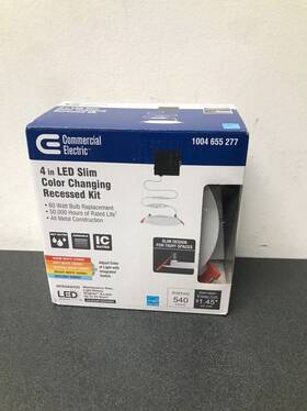 91469 Commercial Electric Ultra Slim 4 Inch Color Selectable Canless Recessed Led Ki