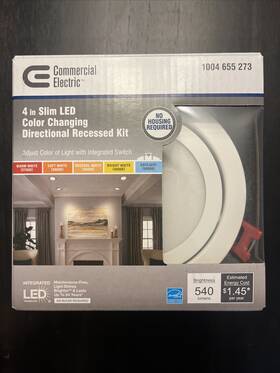 91473 Commercial Electric Slim 4 In Led Color Changing Directional Recessed Kit