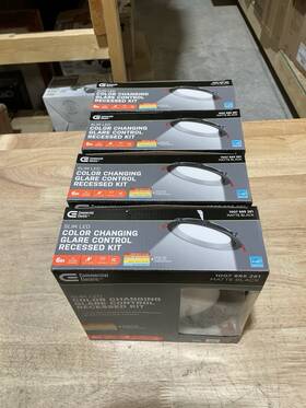 91975 Commercial Electric 4-pk Slim Baffle Integrated Led 6 Inch Adj Color Temp Canless