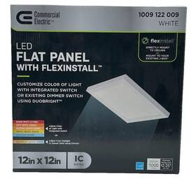 92113 Commercial Electric Flexinstall Panel 12x12 Inch White Led Flat Light
