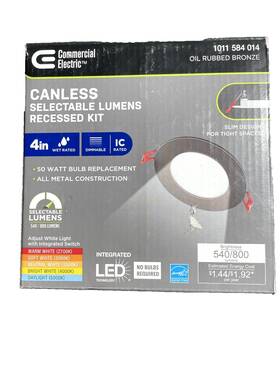 92335 Commercial Electric Premium Bronze 4 Inch Led 2-level Lumen Canless Recessed Light 92335 Commercial Electric Premium Bronze 4 Inch Led 2-level Lumen Canless Recessed Light