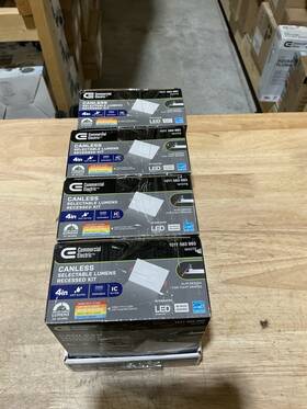 92340 Commercial Electric 4-pack 4 Inch Led 2-level Lumen Select Square Recessed Light