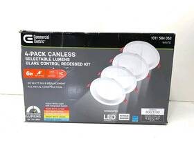 92343 Commercial Electric 6 In Led Recessed Canless Light Selectable Cct- 4 Pack