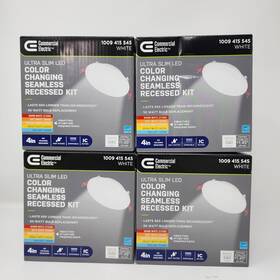 929096 Commercial Electric 4 Inch Ultra Slim Led Color Changing Recessed Lights Pack