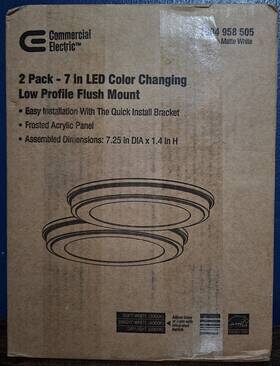 Commercial Electric 940500319209 7 Inch White Selectable Led Round Flush Mount Low Profile