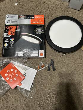 Commercial Electric 940500325149 12 Inch Smart Cct And Rgb Led Matte Black Flush Mount Light