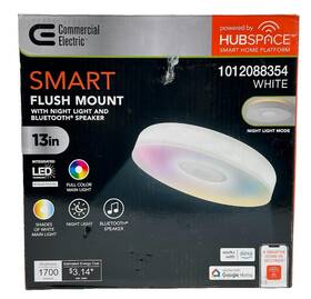 Acf03a1700-w Commercial Electric 13 Inch Smart Gradient Led Flush Mount Bluetooth Speaker