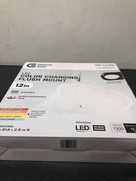 Ca8aa018er125wb Commercial Electric 12 Inch Light White/matte Black Flush Mount Led With Intercha