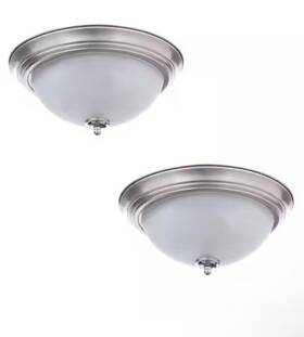 Efg1011-2 Commercial Electric Efg1011-2/bn 11 Inch Flush Mount Light 1 Bulb E26 Brushed Nickel 2-pack