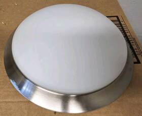 Hb1022-35 Commercial Electric Brushed Nickel Led Flushmount With Frosted White Glass