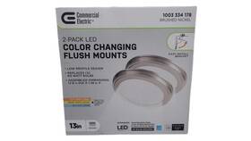 Jju3011l2bn Commercial Electric 2-pack 13 Inch Brushed Nickel Color Changing Flushmount