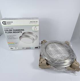 Jju3011lm-2 Commercial Electric Jju3011lm-2/bn 13 Inch Brushed Nickel Color Changing Led Flush Mounts Lights