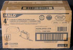 Hlb4lsfs5-2tr Cooper Halo 4 Inch Selectable New Construction Remodel Led Downlight 4pack