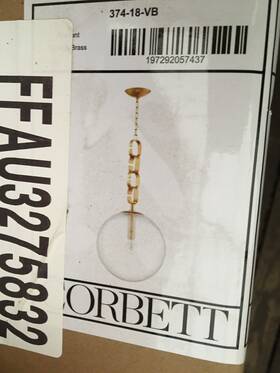 374-18-vb Corbett Lighting Nessa 18 Inch W Pendant - Vintage Brass New In Box