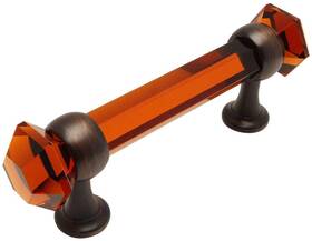 6393orb-a Cosmas 5 Pack - Oil Rubbed Bronze With Amber Glass Cabinet Handle P