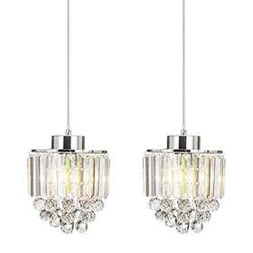 Cotulin 027222422441 2 Pck Decorative Crystal Chandelier Pendant Light Chrome Fixture