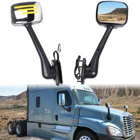 Zz-f-8113e Cpowace Chrome Hood Mirror Assembly With Led Light Replacement For 2008-2017 Freightl