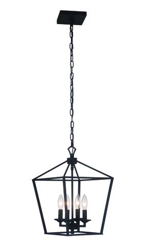 Craftmade 52934-fb Flat Black Four Light Foyer Pendant From The Flynt Collection