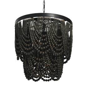 B06xyv4lgr Creative Co-op Black Metal Chandelier Wood Beads Da7756