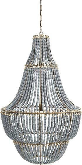 Ec0233 Creative Co-op Metal And Draped Wood Bead Chandelier Light Blue
