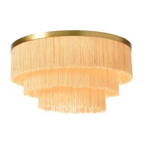 Ec0919 Creative Co-op 13.75 Inch Round Flush Mount Fringe Light Fixture