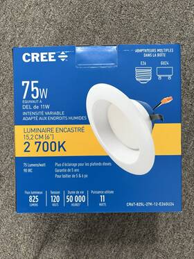 Cr6t-825l-27k-12-e26gu24 Cree 6 Inch Led Recessed Downlight 2700k Dimmable 12 Pack