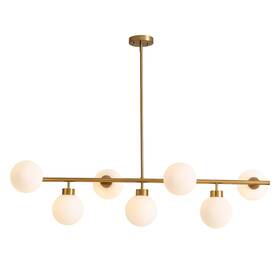 Crossio 728205279761 7 Lights Modern Linear Chandelier Mid Century Gold Sputnik Pendant Li
