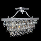 B899-cg-422 Crystal Silver Mount Drop Glass Flush Chandelier