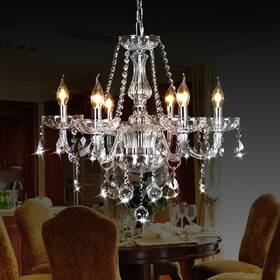 Crystop 894531040262 Classic Crystal Candle Chandelier Lighting Vintage 6 Lights Pendant Ceiling