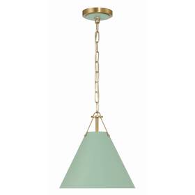 Crystorama 633779053702 Xavier 1 Light Vibrant Gold And Green Mini Pendant - 12 Inch W X