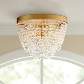 Crystorama Fio-a9103-ga-cl Fiona 13 3/4 Inch W Antique Gold And Glass Beads Ceiling Light