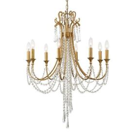 Arc-1908-ga-cl-mwp Crystorama Lighting Arcadia 8 Light Chandelier Antique