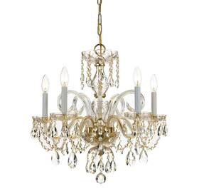 1005-pb-cl-saq Crystorama Lighting Group 1005-cl-saq Traditional Crystal 5 Light - Brass
