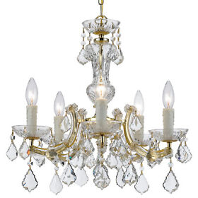 4376-gd-cl-saq Crystorama Lighting Group 4376-cl-saq Maria Theresa 5 Light 20inch.w Gold
