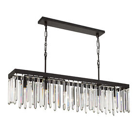 8407-fb Crystorama Lighting Group 8407 Hollis 6 Light 49inch.w Crystal Linear Bronze